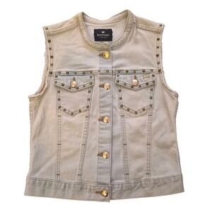 Juicy Couture Studded Light Wash Denim Vest Size S Gold Hardware Y2K